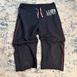 Y2K LEI Gym 89 Black Capris Vintage Large Cotton Activewear Gym Lounge Baddie